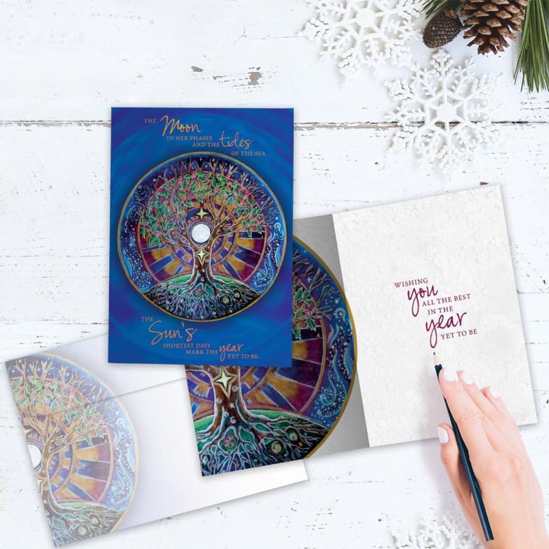 Tree-Free Greetings Solstice Cards and Envelopes, Set of 10, 5 x 7", Winter Solstice Mandala (HB93380) - Image 2